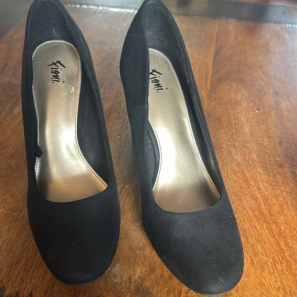 Fiona black fabric suede effect block heel shoes Size 7 - Picture 3 of 7